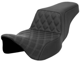 サドルメン セットアップ ブラック シート グレー格子ステッチ (A808-07B-172GRE) Saddlemen Set-Up Black Seat w/Gray Lattice Stitch (A808-07B-172GRE)