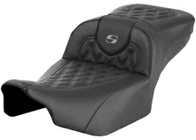 Saddlemen 拡張リーチ ロードソファ ブラック シート - グレー格子ステッチ (823-07-18402) Saddlemen Extended Reach Roadsofa Black Seat -Gray Lattice Stitch (823-07-18402)