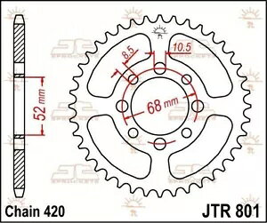 �X�Y�L FR 50 1975-1986 JT �i�`������ ���A �X�v���P�b�g 51T 420 JTR801.51- Suzuki Fr 50 1975-1986 JT Natural Rear Sprocket 51T 420 JTR801.51- �y���s�A���i�z