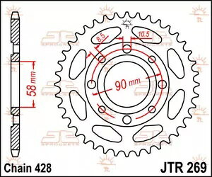 �N���C�h���[ �V���g���[�Z 125 DD 2010 JT �V���o�[ ���A�X�v���P�b�g 45T 428 JTR269.45- Kreidler Strasse 125 DD 2010 JT silver rear sprocket 45T 428 JTR269.45- �y���s�A���i�z