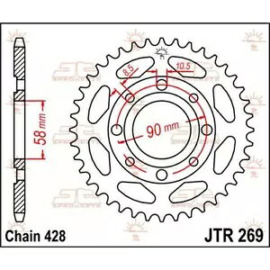 f VL 125 FI 2008-2014 JT Vo[ A XvPbg 45T 428 {JTR269.45} Daelim VL 125 FI 2008-2014 JT Silver Rear Sprocket 45T 428 {JTR269.45}