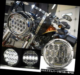 USヘッドライト 7 "75W LEDクロムプロジェクターヘッドライトこんにちは/ Loの球根はハーレーダビッドソンに合います 7" 75W LED Chrome Projector Headlight Hi/Lo Bulb Fits Harley Davidson