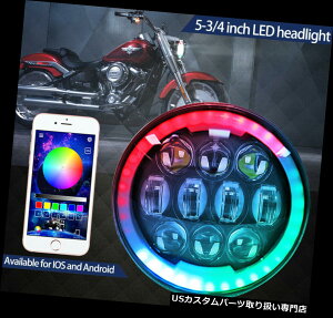 USwbhCg 5.75 "nC/[r[}WbNRGBHarleyfor Harleŷ߂̃u[gD[Xn[wbhCg𓱂܂ 5.75'' High/Low Beam Magic RGB led Bluetooth Halo Headlight for Harleyfor Harley