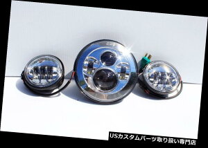 USwbhCg V7 "n[[c[ON̂߂̃vWFN^[fC[J[wbhCgpbVOCg哱 New 7" Led Projector Daymaker Headlight  Passing Lights For Harley Touring Chro