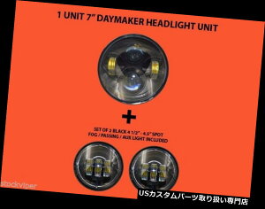USwbhCg 7 "I[goCubN+ 4.5"tHOfC[J[HID LEDCgouwbhCgn[[p 7" MOTORCYCLE BLACK + 4.5" FOG DAYMAKER HID LED LIGHT BULB HEADLIGHT For Harley