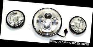 USwbhCg Chrome LEDvWFN^[fC[J[wbhCgamp; A 2pbVOCg̓n[[_rbh\ɃtBbg Chrome LED Projector Daymaker Headlight  2 Passing Lights fits Harley Davidson