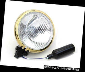 USwbhCg BRASS BEZELamp; A ubN5-3 / 4 "12{gH4wbhvwbhCgn[[BOBBER`bp[ BRASS BEZEL  BLACK 5-3/4" 12-VOLT H4 HEADLAMP HEADLIGHT HARLEY BOBBER CHOPPER