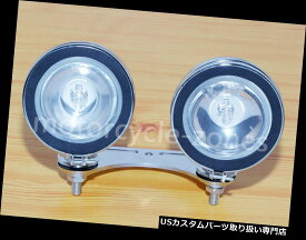 USヘッドライト Harley Honda Kawasaki Honda Suzuki用クロムデュアルヘッドライトランプ＆ブラケットマウント Chrome Dual Headlight Lamp &amp;Bracket Mount For Harley Honda Kawasaki Honda Suzuki