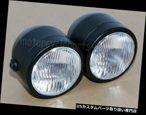USwbhCg ubN_ufAcCwbhCgI[goCvXg[gt@C^[lCLbhh~l[^[ Black Double Dual Twin Headlight Motorcycle Lamp Street Fighter Naked Dominator