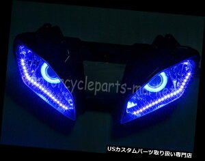 US�w�b�h���C�g Yamaha YZF R6 2008-2014�p�w�b�h���C�g�A�Z���u��HID�z���C�g�G���W�F���u���[+ LED�X�g���b�v Headlight Assembly HID White Angel Blue +LED Strips for Yamaha YZF R6 2008-2014 �y���s�A���i�z