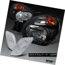 ヘッドライト For 2002-2003 Subaru Impreza WRX Black Clear Headlights+Chrome Side Marker Pair 2002-2003スバルインプレッサWRXブラッククリアヘッドライト+ Chr omeサイドマーカーペア