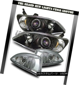 ヘッドライト 04-05 Honda Civic Coupe /Sedan Halo Projector Black Headlights /Clear Fog Lamps 04-05ホンダシビッククーペ/セダンハロープロジェクターブラックヘッドライト/クリアフォグランプ