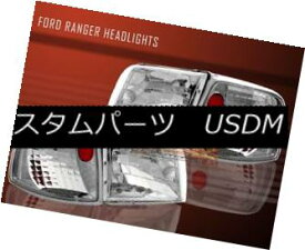 ヘッドライト 1993-1997 FORD RANGER CRYSTAL CLEAR HEADLIGHTS LAMPS + CORNER CLEAR 4PCS 1993-1997フォード・レンジャークリスタルヘッドライトランプ+コーナークリア4PCS