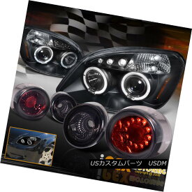 ヘッドライト 2005-2010 Chevy Cobalt Halos Projector Black Headlights + LED Smoke Tail Light 2005-2010シボレーコバルトハローズプロジェクターブラックヘッドライト+ LEDスモークテールライト