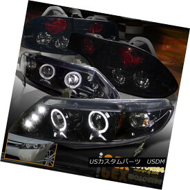 ヘッドライト Gloss Jet Black 2006-2011 Honda Civic 4DR Halo Projector Headlights + Tail Light 光沢ジェット黒2006-2011ホンダシビック4DRハロープロジェクターヘッドライト+テールライト