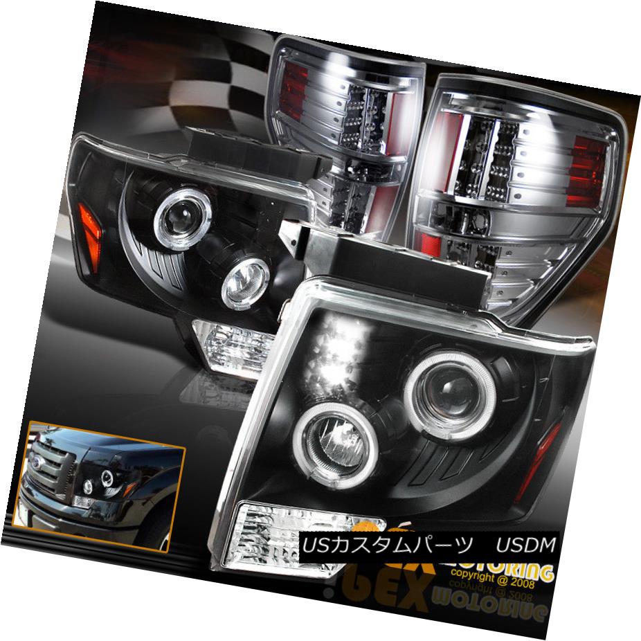 ヘッドライト Ford 09-14 F150 Projector Black Headlights W  Special Soft-Smoked LED Tail Light フォード09-14 F150プロジェクターブラックヘッドライトW  特別なソフトスモークLEDテールライト