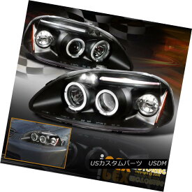 ヘッドライト JDM Black Honda 1996 1997 1998 Civic Halos Projector Black LED Headlights JDMブラックホンダ1996 1997 1998シビックハローズプロジェクターブラックLEDヘッドライト
