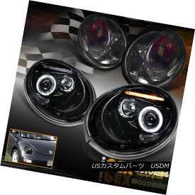 ヘッドライト 1998-2005 VW Beetle Projector Halo Shiny Black Headlights + Smoke Tail Lights 1998-2005 VWビートルプロジェクターハローシャイニーブラックヘッドライト+煙テールライト