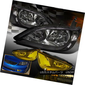 ヘッドライト [JDM Style] 2004-2005 Honda Civic Black Headlights W/ Yellow Bumepr Fog Lights [JDMスタイル] 2004-2005ホンダシビックブラックヘッドライトW /イエローバンパーフォグライト