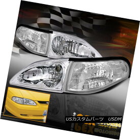 ヘッドライト 1994-1998 Ford Mustang Euro Chrome Headlights w/ Corner Signal Lights Lamps 1994-1998フォードマスタングユーロクロームヘッドライト/コーナー信号ライトランプ