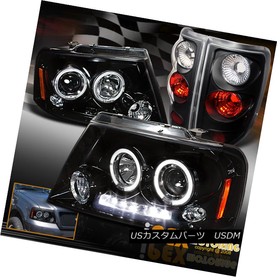 最高品質 ヘッドライト 2004-2008 Ford F150 Halo Projector Shiny