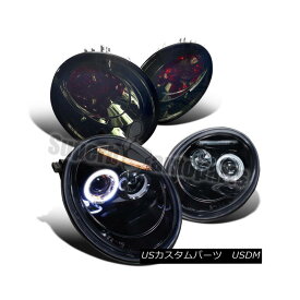 ヘッドライト 1998-2005 Beetle Halo Projector Headlights Lamps Glossy Black+Tail Lights Smoke 1998-2005ビートルハロープロジェクターヘッドライトランプ光沢ブラック+テールライトスモーク