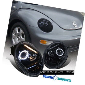 ヘッドライト For 1998-2005 Beetle Smoke Halo Projector Headlights Lamps Glossy Black Pair 1998 - 2005年ビートルスモークヘイロープロジェクターヘッドライトランプ光沢ブラックペア
