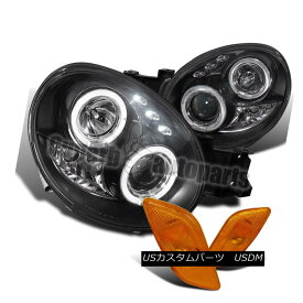 ヘッドライト For 02-03 Subaru Impreza WRX LED Halo Projector Headlights Blk+Amber Side Marker 02-03用Subaru Impreza WRX LEDハロープロジェクターヘッドライトBlk +琥珀サイドマーカー