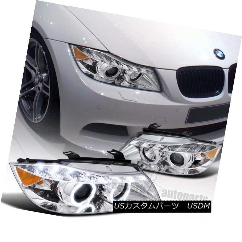 ヘッドライト 2006-2008 BMW E90 4D Halo Clear Projector Headlights+R8 LED DRL  Strip Chrome 2006-2008 BMW E90 4D Haloクリアプロジェクターヘッドライト+ R8 LED DRL Strip  Chrome