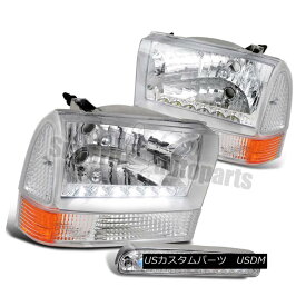ヘッドライト 1999-2004 Ford F250 F350 Headlight+Corner Signal+LED 3rd Brake Lamp Chrome Clear 1999-2004フォードF250 F350ヘッドライト+トウモロコシ erシグナル+ LED第3ブレーキランプクロームクリア