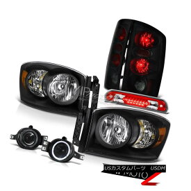 ヘッドライト Black Headlamp Taillamp Sinister Driving Fog Red 3rd Brake LED 06 Dodge Ram Hemi ブラックヘッドランプタイアンプシニスタードライビングフォグレッド第3ブレーキLED 06ドッジラムヘミ