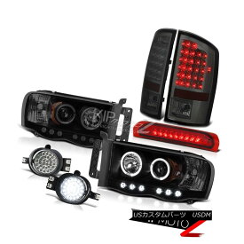 ヘッドライト 02 03 Ram Hemi Sinister Black Headlight Halo LED Bulb Tail Light Fog Brake Cargo 02 03ラムヘミシニスターブラックヘッドライトハローLEDバルブテールライトフォグブレーキカーゴ