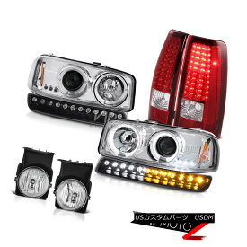 ヘッドライト 03 04 05 06 Sierra C3 Chrome foglights red smd taillamps bumper lamp headlamps 03 04 05 06シエラC3クロームフォグライト赤とテールランプバンパーランプヘッドランプ