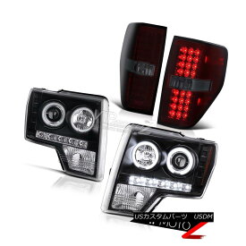 ヘッドライト Ford F150 V8 09-14 Black Angel Eye Headlight+{COOLEST}SMOKEY LED Tail Light Lamp フォードF150 V8 09-14ブラックエンジェルアイヘッドライト+ {COO LEST} SMOKEY LEDテールライトランプ