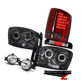 ヘッドライト 07-08 Ram V6 Smoke Halo Headlights Red LED Tail Lights Foglamps High Brake Cargo 07-08 Ram V6スモークハローヘッドライトレッドLEDテールライトフォグランプハイブレーキカーゴ