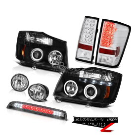 ヘッドライト Black Angel Eye Headlights Tail Lights Fog Roof LED Tinted For 04-15 Titan 4X4 ブラックエンジェルアイヘッドライトテールライトフォグルーフLED 04-15 Titan 4X4