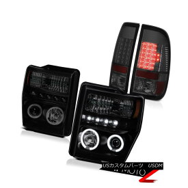 ヘッドライト 08 09 10 F250 F350 XL Projector CCFL Halo Rim Headlights Tinted LED Brake Lights 08 09 10 F250 F350 XLプロジェクターCCFL Halo Rimヘッドライト色付きLEDブレーキライト