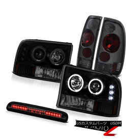 ヘッドライト 99 00 01 02 03 04 F250 7.3L Dark Tinted Halo Headlights Brake Tail Lamps 3rd LED 99 00 01 02 03 04 F250 7.3L暗い色合いのハローヘッドライトブレーキテールランプ3番目のLED