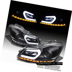 ヘッドライト Black 2012-2014 Mercedes Benz W204 C-Class LED Signal DRL Projector Headlights ブラック2012-2014メルセデスベンツW204 CクラスLEDシグナルDRLプロジェクターヘッドライト