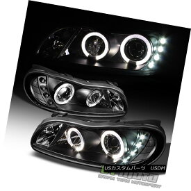 ヘッドライト Black 1997-2003 Chevy Malibu LED DRL Halo Projector Headlights Left+Right Lamps 黒1997-2003シボレーマリブLED DRLハロープロジェクターヘッドライト左+右ランプ