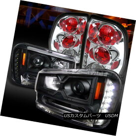 ヘッドライト 02-09 Trailblazer Black SMD LED DRL Projector Headlights+Chrome Tail Lamps 02-09トレイルブレイカー黒SMD LED DRLプロジェクターヘッドライト+ Chr omeテールランプ