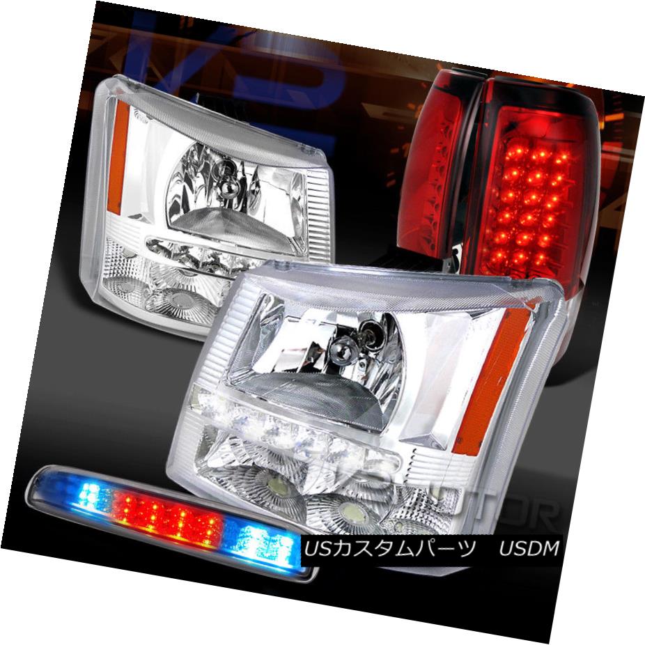 ヘッドライト 03-06 Silverado Clear SMD LED DRL Headlights 3rd Brake Red LED Tail Lamps 03-06シルバラードクリアSMD LED DRLヘッドライト 第3ブレーキ レッドLEDテールランプ