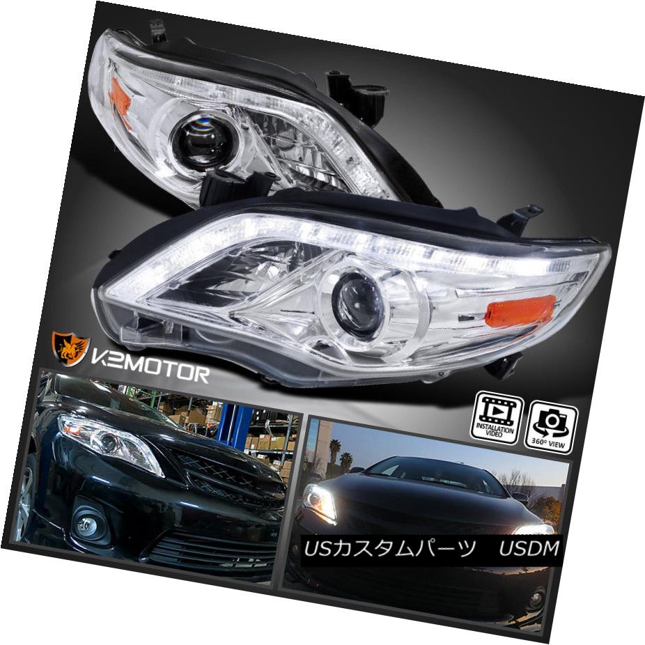 ヘッドライト For 2011-2013 Toyota Corolla Clear LED DRL Projector Headlights Lamps Pair トヨタカローラクリアLED DRLプロジェクターヘッドライトランプペア