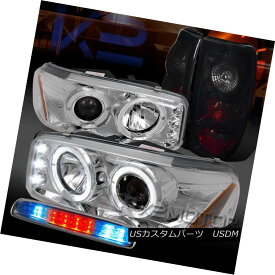 ヘッドライト GMC 99-03 Sierra Chrome Projector Headlights+LED 3rd Brake+Piano Black Tail Lamp GMC 99-03シエラクロームプロジェクターヘッドライト+ LED 3番ブレーキ+ピアノブラックテールランプ