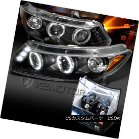 ヘッドライト For 06-11 Honda Civic 2Dr Black Halo Projector Headlights+H1 Halogen Bulbs 06-11ホンダシビック2Drブラックハロープロジェクターヘッドライト+ H1ハロゲン電球