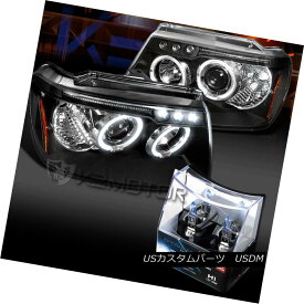 ヘッドライト 99-04 Jeep Grand Cherokee Black LED Halo Projector Headlights+H1 Halogen Bulbs 99-04ジープグランドチェロキー黒LEDハロープロジェクターヘッドライト+ H1ハロゲン電球