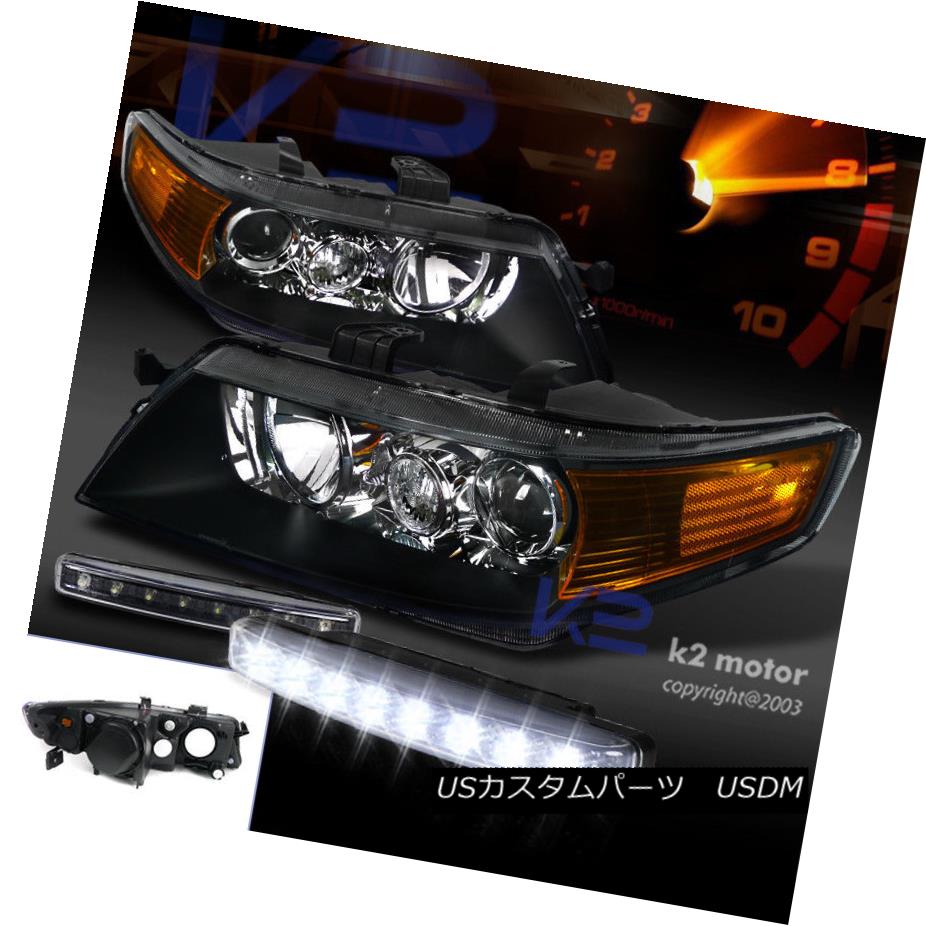 ヘッドライト 04-05 Acura TSX Projector Headlights Black Housing Clear Lens+8 LED  Fog Lights 04-05アキュラTSXプロジェクターヘッドライトブラックハウジングクリアレンズ+ 8 LEDフォグライト | カスタムパーツ 