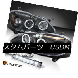 ヘッドライト For 03-08 Corolla LED DRL Halo Projector Headlights Black+6-LED DRL Fog Lamps 03-08 Corolla LED DRLハロープロジェクターヘッドライトブラック+ 6-LED DRLフォグランプ