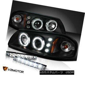 ヘッドライト 00-05 Impala LED Halo Projector Head Light Signal Black Pair+6-LED Bumper DRL 00-05インパラLEDハロープロジェクターヘッドライト信号ブラックペア+ 6 LEDバンパーDRL