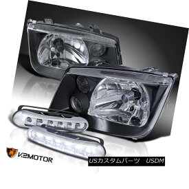 ヘッドライト For 99-04 VW Jetta Bora Black Headlights W/LED Daytime Running Fog Bumper Lamps 99-04 VWジェッタボラブラックヘッドライトW / LEDデイタイムランニングフォグバンパーランプ